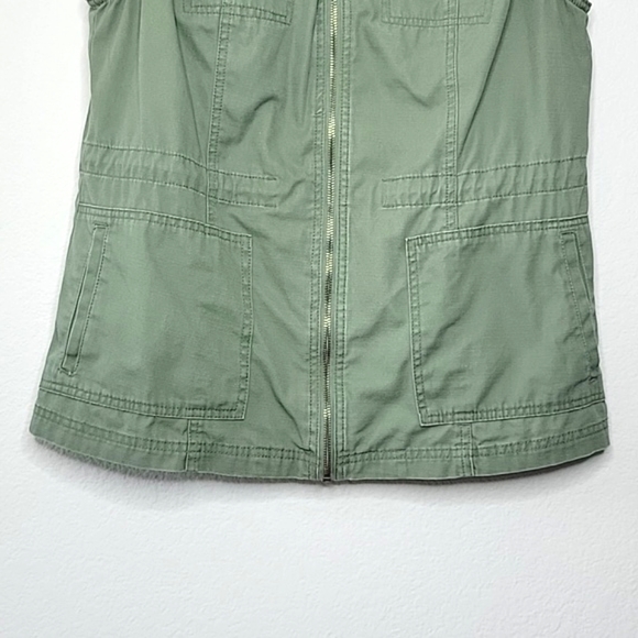 MERONA Army Green Utility Cargo Vest size Large Pockets Drawstring - Picture 7 of 17